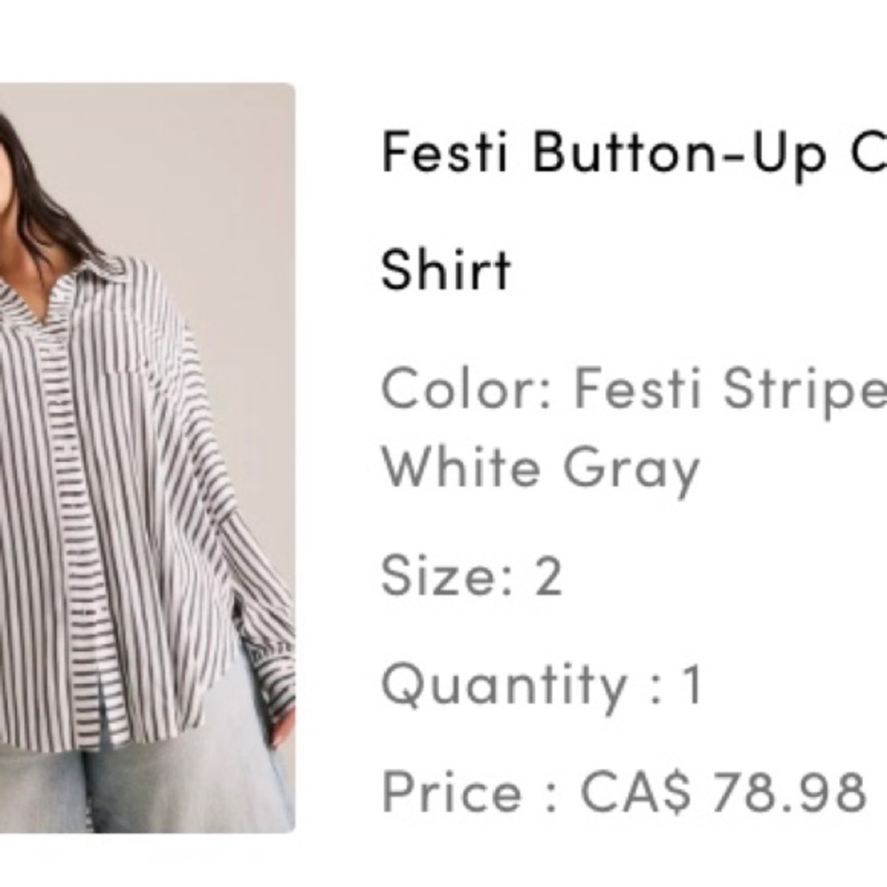 torrid White and Gray Striped Button-Down Shirt